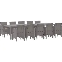 vidaXL Tuin Eettafel Set 11 st Lichtgrijs Poly rattan