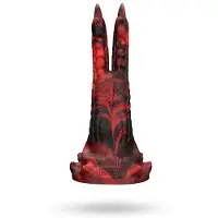 Vuxen Vibrerende Monster Dildo Met Wrede Dubbele Klauw - Zwart-Rood