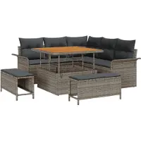 vidaXL Tuinbank Set 8 st 7-Aantal zitplaatsen Grijs