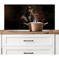 KitchenYeah Spatscherm keuken 100x50 cm - Kookplaat achterwand Ijsbeer - Hoed - Bril - Stoel - Muurbeschermer - Spatwand fornuis - Hoogwaardig aluminium