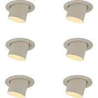 QAZQA Set van 6 inbouwspots beige GU10 50mm rond draaibaar en kantelbaar - Installa
