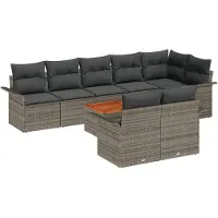 vidaXL Tuinbank Set 9 st 8-Aantal zitplaatsen Grijs poly rattan