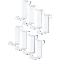TOJ Deurhaken Set van 8 Stuks - Keukenkast / Deur Kapstokhaken - Ophanghaken - Deurkapstok - 5KG Belastbaar - RVS - Wit