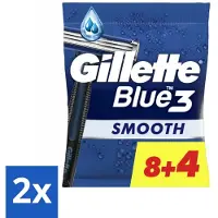 Gillette Blue3 Smooth Wegwerpscheermesjes 12 Stuks - Voordeelverpakking - 2 stuks