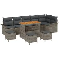 vidaXL Tuinbank Set 10 st 9-Aantal zitplaatsen Grijs