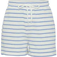 Pieces Dames pyjama korte broek - Zomer shorts - Blauw gestreept - Katoenen losse korte pyjamabroek - S