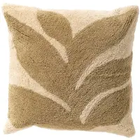 Dutch decor JUNA - kussenhoes 45x45 cm - bladmotief - Sponge - groen - met rits - zonder binnenkussen