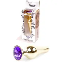 Bossoftoys - Gold Big Butt Plug - Anal Plug With Purple Stone - Length 9 Cm - Dia 2,9 Cm - 64-00070 - gave Cadeaubox