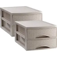 PlasticForte Ladekastje bureau organizer SORTED - 3x - 2 lades - beige - L26 x B35 x H19 cm - kunststof - organiseren