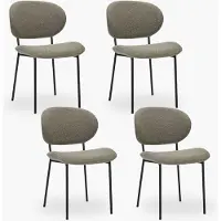 DOK 2 4x Eetkamerstoel Maud - Taupe Boucle - Set van 4 - Bruin