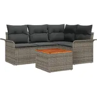 vidaXL Tuinbank Set 5 st 4-Aantal zitplaatsen Grijs poly rattan