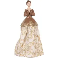 Clayre & Eef Decoratie Beeld Vrouw 8x7x23 cm Beige Kunststof