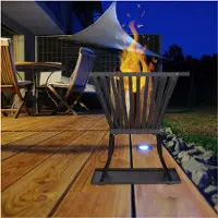 BOG Vuurkorf XL Met Pook En Onderplaat - Vuurschaal Voor Terras En Tuin - Geschikt Voor Hout - HBD 56x56.5x45 CM - Zwart - Sfeervolle Buitenhaard