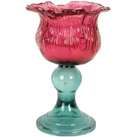 Clayre & Eef Waxinelichthouder Ø 10x16 cm Roze Glas