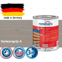 Remmers HK Lazuur 3-in-1 [plus] Verkeersgrijs A - Premium Houtbeits voor Buiten | Transparant, Sneldrogend, Oplosmiddelarm | 0,75Liter