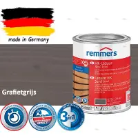 Remmers HK Lazuur 3-in-1 [plus] Grafietgrijs - Premium Houtbeits voor Buiten | Transparant, Sneldrogend, Oplosmiddelarm | 0,75Liter