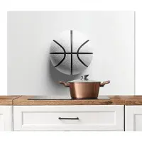 KitchenYeah Spatscherm keuken 120x80 cm - Kookplaat achterwand Basketbal - Wit - Schaduw - Lijnen - Muurbeschermer - Spatwand fornuis - Hoogwaardig aluminium