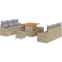 vidaXL Tuinset, 9-delig, 8 zitplaatsen, beige