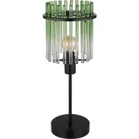 Globo Zwarte tafellamp Gorley met groen glas Ø 15cm