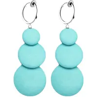 Charme Bijoux Klem oorbellen oceaanblauw hout Pixi- Geen gaatje- lang-