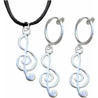Charme Bijoux Set -muziek -klem oorbellen -ketting -G-Sleutel -