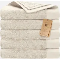 Walra Remade XL Handdoeken 70x140 - set van 5 - Zware kwaliteit 550 g/m2 - Beige