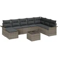 vidaXL Tuinbank Set 9 st Zwart Poly rattan