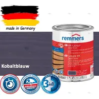 Remmers HK Lazuur 3-in-1 [plus] Kobaltblauw - Premium Houtbeits voor Buiten | Transparant, Sneldrogend, Oplosmiddelarm | 0,75Liter