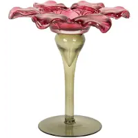 Clayre & Eef Waxinelichthouder Ø 14x14 cm Roze Glas