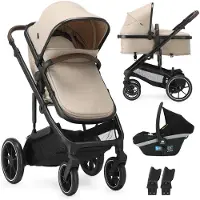 Deryan Noa Kinderwagen 3-in-1 - Wandelwagen met Autostoel - Nougat