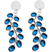 Charme Bijoux Clip oorbellen -blauwe -bes -zilverkleur- geen gaatje- lang-