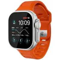 KEYBUDZ Journey FKM horlogeband 44/45/46/49mm – Weerbestendig en 100% waterdicht – UV-bestendige afwerking – Compatibel met alle Apple Watch modellen 44-49mm - Oranje