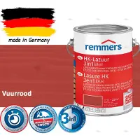 Remmers HK Lazuur 3-in-1 [plus] Vuurrood - Premium Houtbeits voor Buiten | Transparant, Sneldrogend, Oplosmiddelarm | 2,5Liter