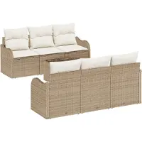 vidaXL Tuinbank Set 7 st 6-Aantal zitplaatsen Beige en Crème