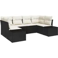 vidaXL Tuinbank Set 6 st 6-Aantal zitplaatsen Zwart en Crème