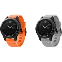 Strap-it Bundel van 2 Siliconen Bandjes - Geschikt voor Garmin Fenix 5/6 - Grijs & Oranje - Sportbandje - Sportarmband - Siliconen Band - Waterbestendig & zweetbestendig