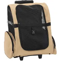 vidaXL Huisdierentrolley 3-in-1 48x32x(57-106) cm oxford stof zandkleurig