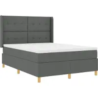 vidaXL Boxspringbed met LED-stripverlichting Grijs 160 x 200 cm Stof