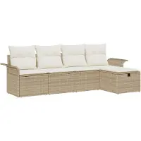 vidaXL Tuinbank Set 5 st Poly rattan