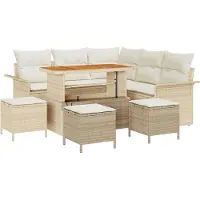 vidaXL Tuinbank Set 9 st 8-Aantal zitplaatsen Beige en Crème