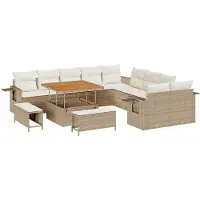 vidaXL Tuinbank Set 13 st Beige poly rattan