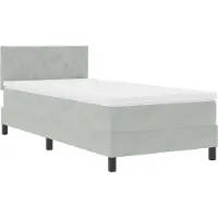vidaXL LED boxspringbed met hoofdeinde, lichtgrijs, 90 x 200 cm, fluweel