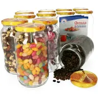 MamboCat Set van 12 ronde potten 1062 ml Carino To 82 deksel met honingraat incl. Diamant Gelierzauber receptenboekje