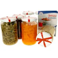 MamboCat Set van 6 ronde potten 720 ml Naar 82 lintdeksel incl. Diamant Gelierzauber receptenboekje