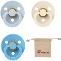 BIBS Fopspenen - Maat 2 6-18 maanden - Latex – Breeze, Ivory, Baby Blue + Monkiezz speenzakje