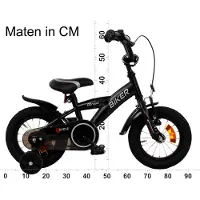2Cycle Biker kinderfiets 12 inch (2 tot 4 jaar) voor jongens zwart