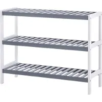 Songmics Schoenenrek met 3 niveaus, Wit + Grijs