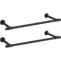 Songmics Kledingroede voor aan de muur, industrieel design, Zwart / 84 cm / 2