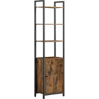Vasagle Boekenkast met verstelbare planken en handige opbergruimte, Rustiek Bruin + Inktzwart / 40B cm
