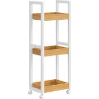 Songmics Badkamerplank met 3 niveaus, smal, ruimtebesparend, wit-natuurkleur, Wit